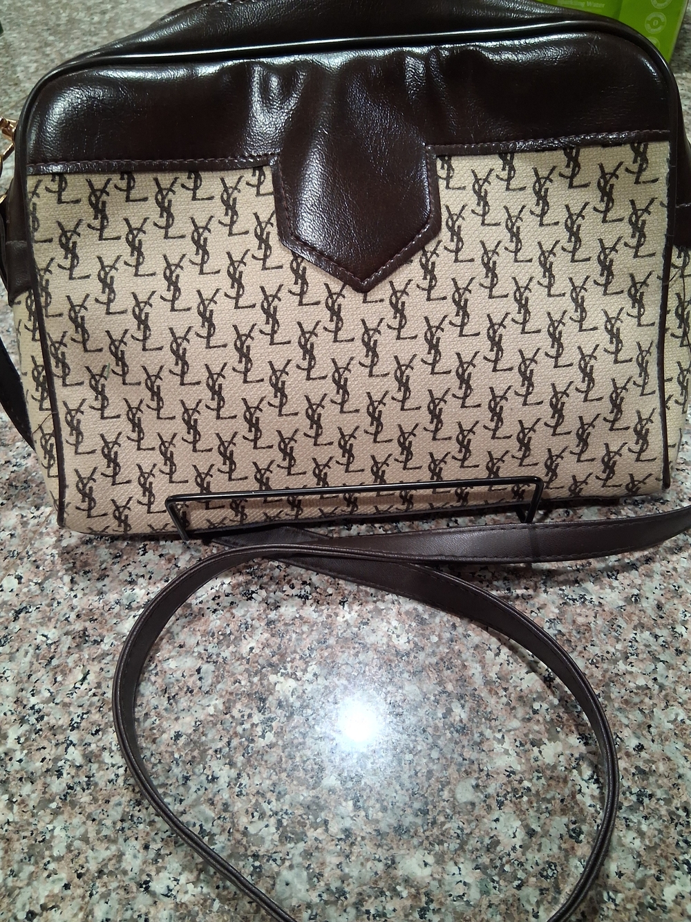 YSL GWP Brown Canvas Crossbody Bag.Crossbag Strap added Very NICE .New